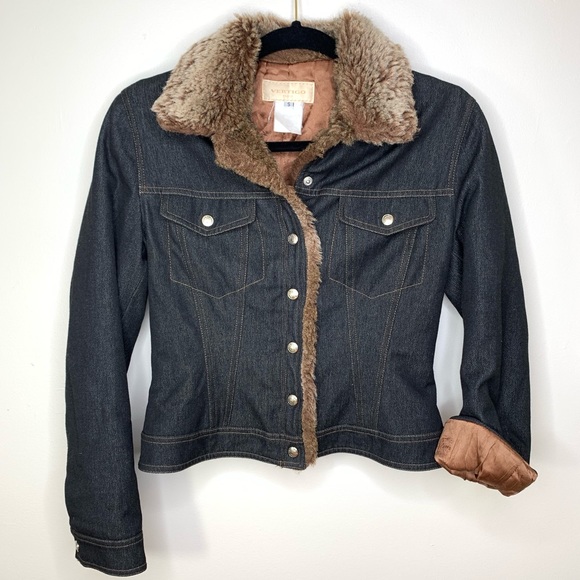 Vertigo Paris Jackets & Blazers - {Vertigo Paris} Stretch Denim Faux Fur Jacket